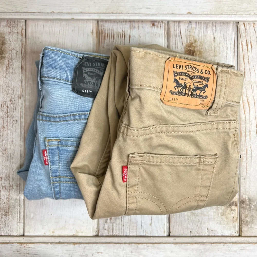 Levi's Boys 2-Pack 511 Slim Jeans - Light Blue and Khaki